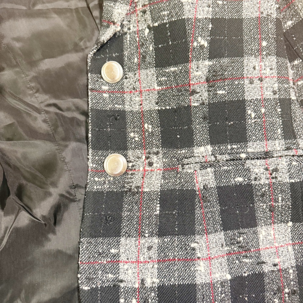 Alessandra Rich Checked Wool-Blend Bouclé Button Textured Plaid Fitted Blazer - Picture 10 of 12